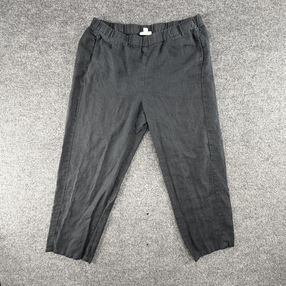 J. Jill Pants Womens M Tall Gray 100% Linen Ankle Tapered Elastic Waist Pull On